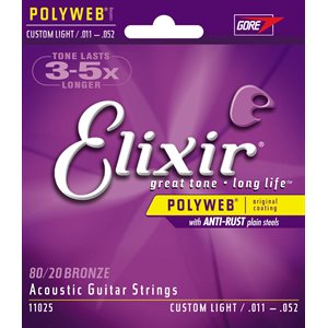 ELIXIR POLYWEB 11025 CUSTOM LIGHT ACOUSTIC 80-20 BRONZE - 11-52