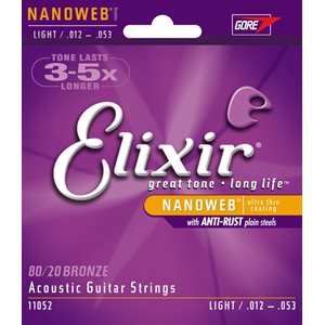 ELIXIR NANOWEB 11052 LIGHT ACOUSTIC 80-20 BRONZE - 12-53
