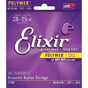 ELIXIR POLYWEB 11100 MEDIUM ACOUSTIC 80-20 BRONZE - 13-56