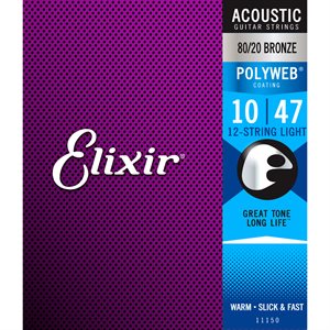 ELIXIR POLYWEB 11150 LIGHT ACOUSTIC 80-20 BRONZE 12-STRING - 10-47