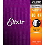 ELIXIR NANOWEB 11152 80/20 BRONZE 12 ACOUSTIC GUITAR STRINGS, 10-47