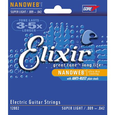 ELIXIR NANOWEB 12002 SUPER LIGHT ELECTRIC NICKEL PLATED STEEL - 9-42 ELIXIR NANOWEB 12002 SUPER LIGHT ELECTRIC NICKEL PLATED STEEL - 9-42