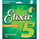 ELIXIR NANOWEB 14207 5-STRING LIGHT-MEDIUM, LONG SCALE ELECTRIC BASS NICKEL PLATED STEEL - 45-135