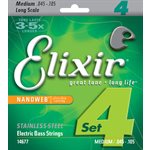 ELIXIR NANOWEB 14677 4-STRING LIGHT-MEDIUM, LONG SCALE ELECTRIC BASS STAINLESS STEEL - 45-105