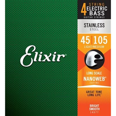 ELIXIR NANOWEB 14777 5-STRING LIGHT, LONG SCALE ELECTRIC BASS STAINLESS STEEL - 45-130 ELIXIR NANOWEB 14777 5-STRING LIGHT, LONG SCALE ELECTRIC BASS STAINLESS STEEL - 45-130