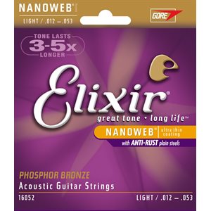 ELIXIR NANOWEB 16052 LIGHT ACOUSTIC PHOSPHOR BRONZE - 12-53