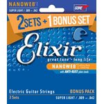 ELIXIR NANOWEB 16542 SUPER LIGHT ELECTRIC NICKEL PLATED STEEL - 9-42 (GET 3 PACKS OF 12002 FOR THE PRICE OF 2)