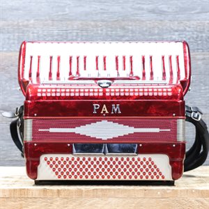 PAM ACCORDION 120-BASS 41-KEY 5-TREBLE SWITCH RED ACCORDÉON PIANO CHROMATIQUE AVEC ÉTUI