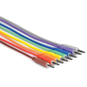 HOSA CMM-830 UNBALANCED PATCH CABLES - 3.5MM TS TO SAME, 1FT, 8 PACK