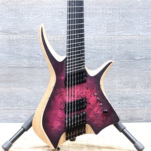 AVIATOR GUITARS HEADLESS RUN NIGHTHAWK 7 MULTISCALE PINK BURST ELECTRIC GUITAR W/CASE