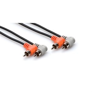 HOSA CRA-201RR STEREO INTERCONNECT DUAL RIGHT-ANGLE RCA TO SAME