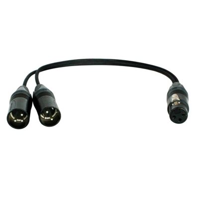 DIGIFLEX CY-1FX-2MX-1 SPLITTER CABLE 1X XLRF TO 2X XLRM, 1 FOOT