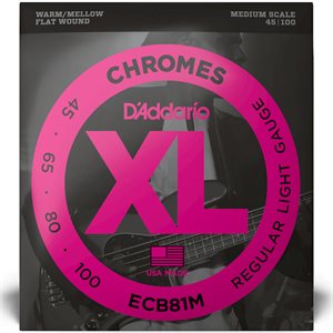 D'ADDARIO ECB81M REGULAR LIGHT MEDIUM SCALE BASS STRINGS, 45-100