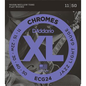D'ADDARIO ECG24 CHROMES FLAT WOUND, JAZZ LIGHT, 11-50