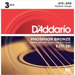 D'ADDARIO EJ17-3D PHOSPHOR BRONZE ACOUSTIC GUITAR STRINGS, MEDIUM, 13-56 - 3 PACKS