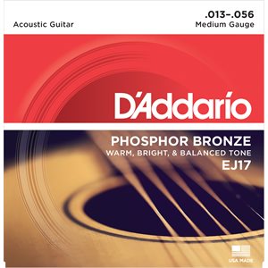 D'ADDARIO EJ17 PHOSPHOR BRONZE ACOUSTIC GUITAR STRINGS, MEDIUM, 13-56