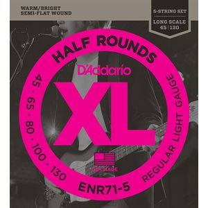 D'ADDARIO ENR71-5 HALF ROUNDS 5 STRING BASS, REGULAR LIGHT, 45-130, LONG SCALE