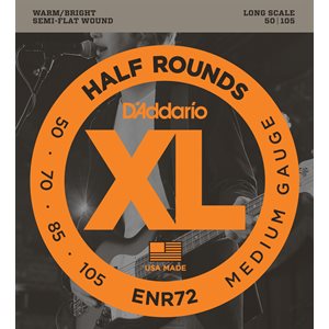 D'ADDARIO ENR72 HALF ROUNDS BASS, MEDIUM, 50-105, LONG SCALE