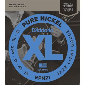 D'ADDARIO EPN21 PURE NICKEL, JAZZ LIGHT, 12-51
