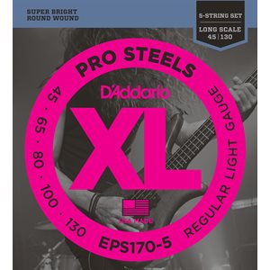 D'ADDARIO EPS170-5 PROSTEELS 5 STRING BASS, LIGHT, 45-130, LONG SCALE