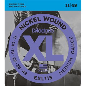 D'ADDARIO EXL115 NICKEL WOUND, MEDIUM/BLUES-JAZZ ROCK, 11-49