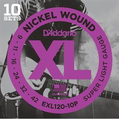 D'ADDARIO EXL120-10P NICKEL WOUND, SUPER LIGHT, 09-42 - 10 PACKS
