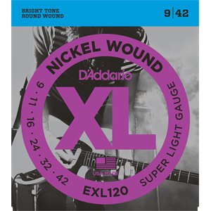 D'ADDARIO EXL120 NICKEL WOUND, SUPER LIGHT, 09-42