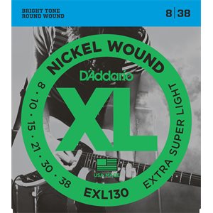 D'ADDARIO EXL130 NICKEL WOUND, EXTRA-SUPER LIGHT, 08-38