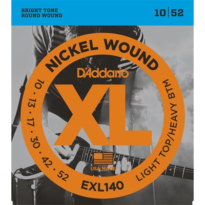 D'ADDARIO EXL140 NICKEL WOUND, LIGHT TOP/HEAVY BOTTOM, 10-52 D'ADDARIO EXL140 NICKEL WOUND, LIGHT TOP/HEAVY BOTTOM, 10-52
