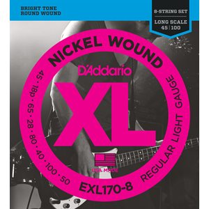 D'ADDARIO EXL170-8 NICKEL WOUND 8 STRING BASS, LIGHT, 32-130, LONG SCALE