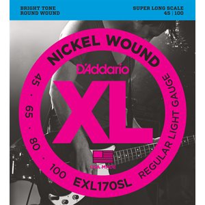 D'ADDARIO EXL170SL NICKEL WOUND BASS, LIGHT, 45-100, SUPER LONG SCALE