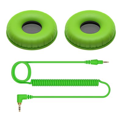 PIONEER DJ HC-CP08-G PAQUET DE 2 OREILLETTES DE RECHANGE AVEC CÂBLE SPIRALÉ AMOVIBLE DE 1,2 M POUR HDJ-CUE1 - VERT