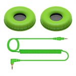 PIONEER DJ HC-CP08-G 2-PACK REPLACEMENT EAR PADS AND 1.2 M DETACHABLE COILED CABLE FOR HDJ-CUE1 - GREEN