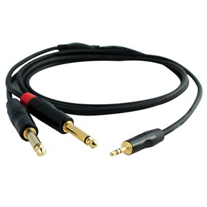 DIGIFLEX HIN-1K-2P-20 1/8 MINI TRS TO 2X 1/4 MONO HIN 1K2P PERFORMANCE SERIES INSERT CABLES, 20 FOOT