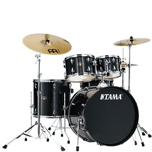 TAMA IMPERIALSTAR WRAP 5 MORCEAUX SHELL PACK COLOR HBK IE58C-HBK 18-10-12-14-14 AVEC HARDWARE PACK, MEINL HCS CYMBAL PACK ET THRONE