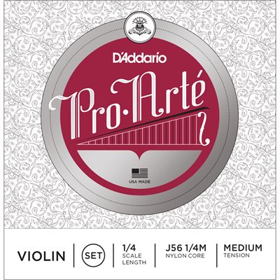 D'ADDARIO PRO-ARTE VIOLIN STRING SET, 1/4 SCALE, MEDIUM TENSION