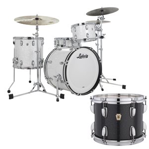 LUDWIG CLASSIC OAK DOWNBEAT 3 MORCEAUX SHELL PACK BLACK SPARKLE 14X20 8X12 14X14