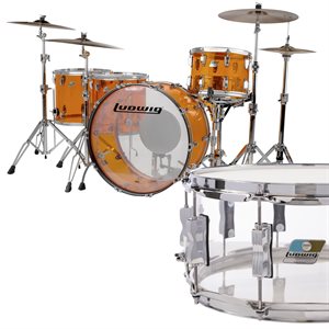 LUDWIG VISTALITE ZEP 5 MORCEAUX SHELL PACK OUTFIT CLEAR 14X26 10X14 16X16 16X18 6,5X14