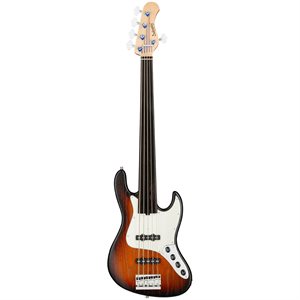 SADOWSKY METROLINE 21-FRET VINTAGE J/J BASS, SWAMP ASH BODY, 5 CORDES FRETLESS - ALMOND SUNBURST TRANSPARENT SATIN
