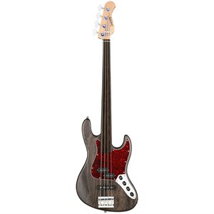 SADOWSKY METROLINE 21-FRET VINTAGE P/J BASS, SWAMP ASH BODY, 4 CORDES FRETLESS - NIRVANA BLACK TRANSPARENT SATIN
