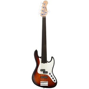 SADOWSKY METROLINE 21-FRET VINTAGE P/J BASS, SWAMP ASH BODY, 5 CORDES FRETLESS - ALMOND SUNBURST TRANSPARENT SATIN