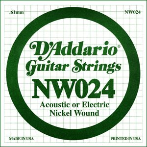 D'ADDARIO NW024 NICKEL WOUND ELECTRIC GUITAR SINGLE STRING .024
