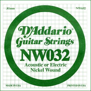 D'ADDARIO NW032 NICKEL WOUND CORDE À L'UNITÉ GUITARE ÉLECTRIQUE .032