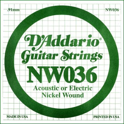 D'ADDARIO NW036 NICKEL WOUND ELECTRIC GUITAR SINGLE STRING .036
