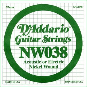 D'ADDARIO NW038 NICKEL WOUND ELECTRIC GUITAR SINGLE STRING .038