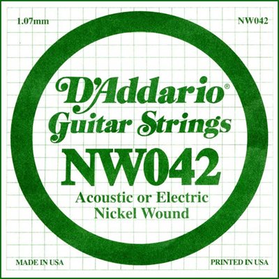 D'ADDARIO NW042 NICKEL WOUND ELECTRIC GUITAR SINGLE STRING .042