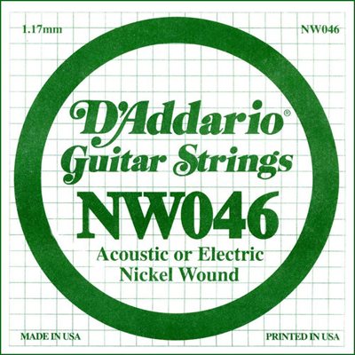 D'ADDARIO NW046 NICKEL WOUND CORDE À L'UNITÉ GUITARE ÉLECTRIQUE .046 D'ADDARIO NW046 NICKEL WOUND CORDE À L'UNITÉ GUITARE ÉLECTRIQUE .046