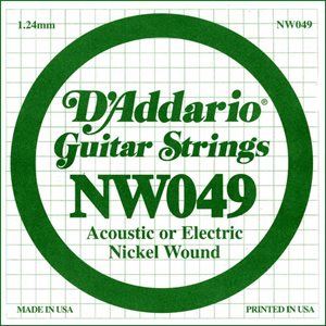 D'ADDARIO NW049 NICKEL WOUND CORDE À L'UNITÉ GUITARE ÉLECTRIQUE .049