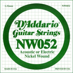 D'ADDARIO NW052 NICKEL WOUND ELECTRIC GUITAR SINGLE STRING .052