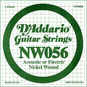 D'ADDARIO NW056 NICKEL WOUND ELECTRIC GUITAR SINGLE STRING .056
